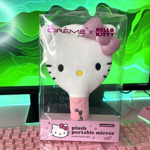 The Creme Shop Hello Kitty Mirror Plush Portable White Pink Makeup LE Sanrio